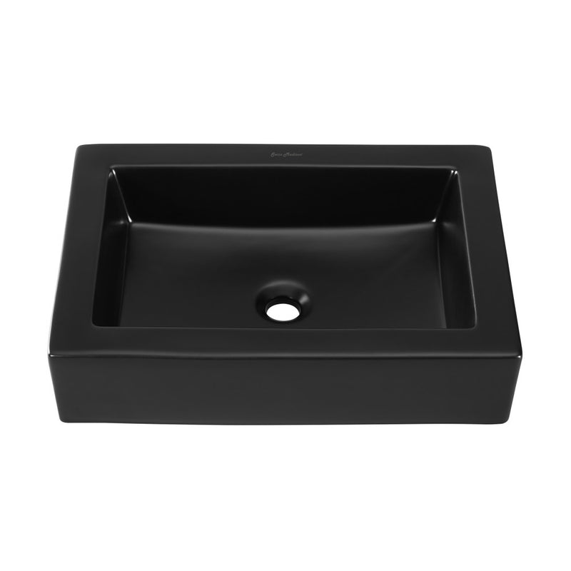 Voltaire Ceramic Rectangle Vessel Sink, Matte Black