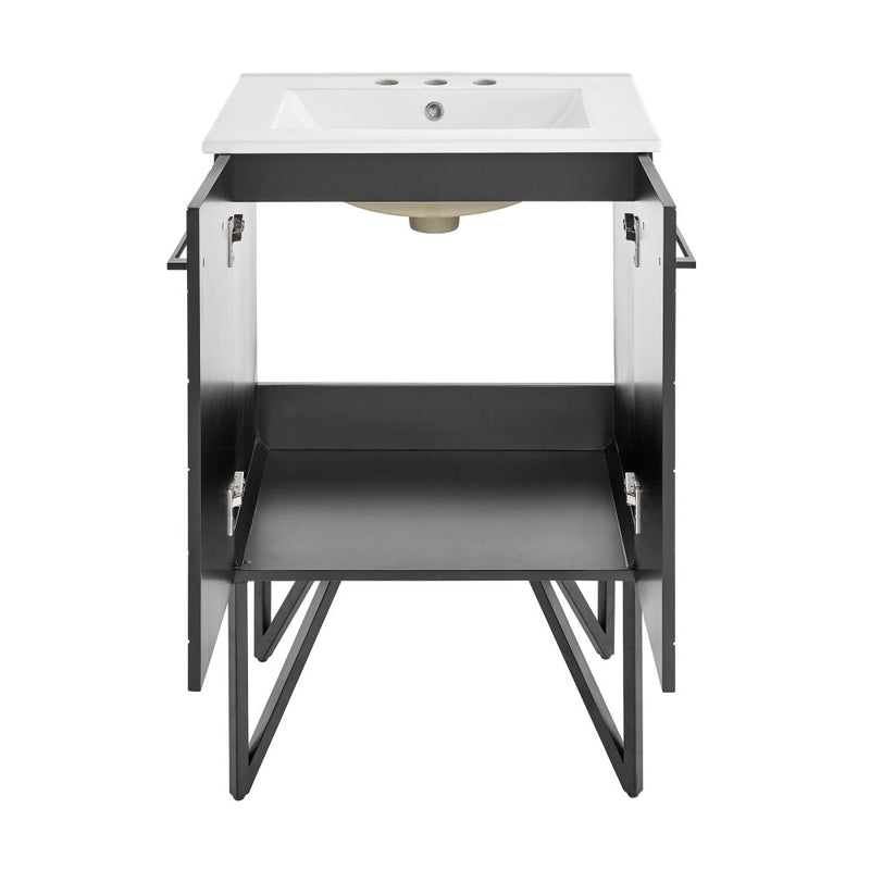 Annecy 24 in. Phantom Black Bathroom Vanity With White, 3-Hole Ceramic Sink Top