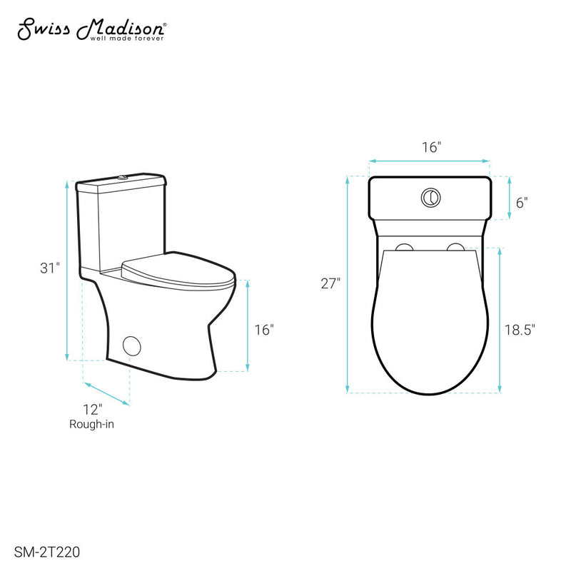 Cache Two-Piece Elongated Toilet Dual-Flush 1.1/1.6 gpf