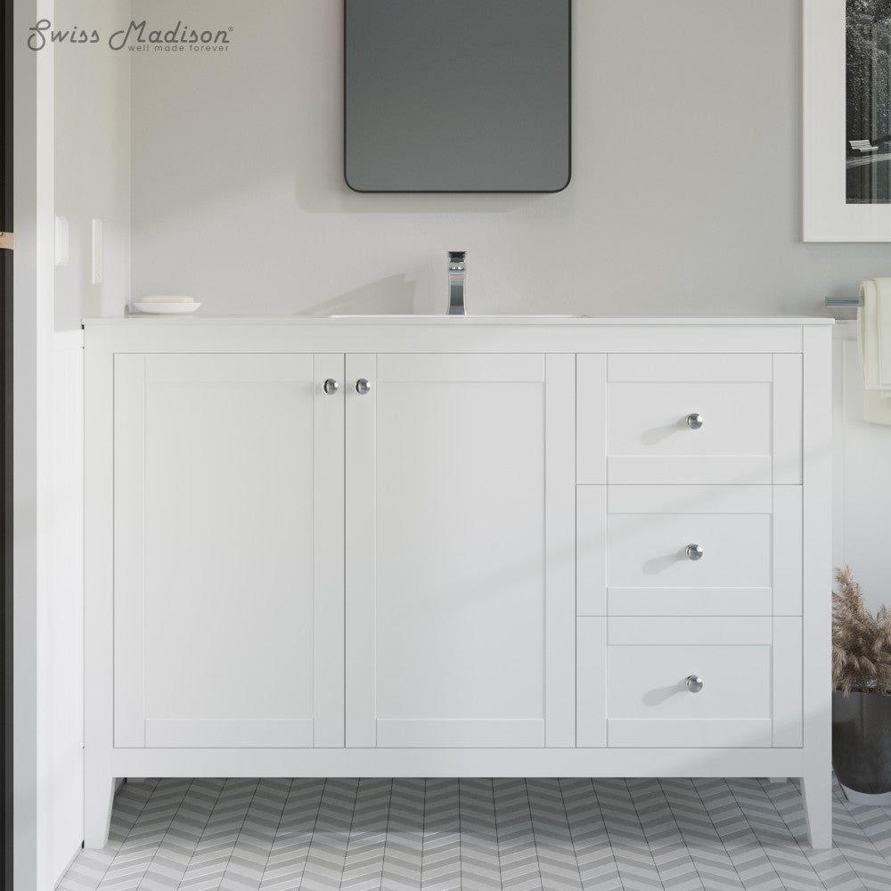 Cannes 48 Single, Two Doors, Three Drawers, Bathroom Vanity