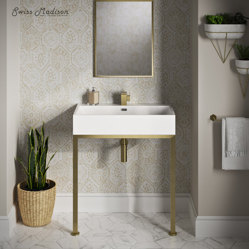 Concorde 30" Rectangle Console Sink with Brushed Gold Legs