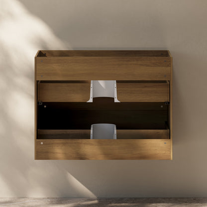 Liberte 30" Wall-Mounted Bathroom Vanity Cabinet without Top in Brown Oak