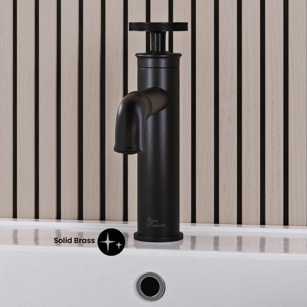 Avallon Single Hole, Single-Handle Wheel, Bathroom Faucet in Matte Black