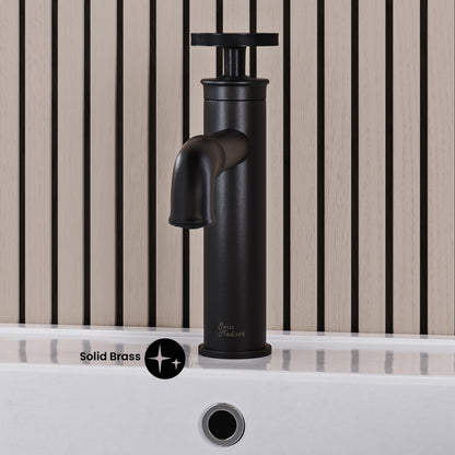 Avallon Single Hole, Single-Handle Wheel, Bathroom Faucet in Matte Black