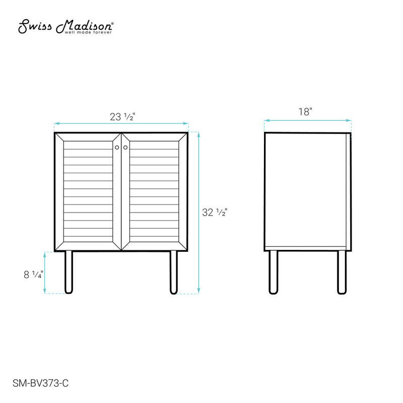 Bron 24" Freestanding Bathroom Vanity Cabinet without Top in Golden Oak