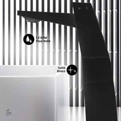 Carre Single Hole, Single-Handle, High Arc Bathroom Faucet in Matte Black