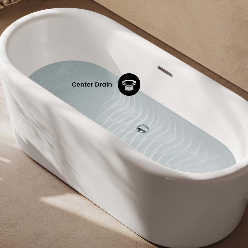 Nanterre 68" Soaking Freestanding Bathtub in Glossy White, Drain Included