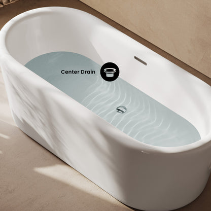 Nanterre 68" Soaking Freestanding Bathtub in Glossy White, Drain Included