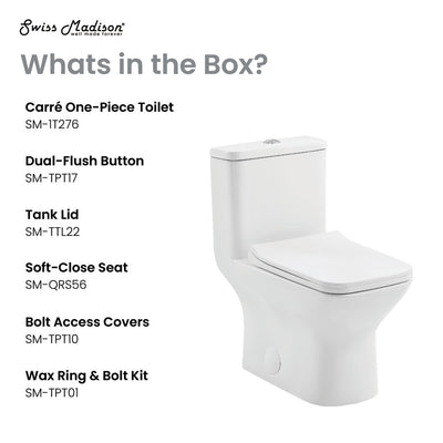 Carre One-Piece Square Toilet Dual-Flush 1.1/1.6 gpf with 10" Rough-In