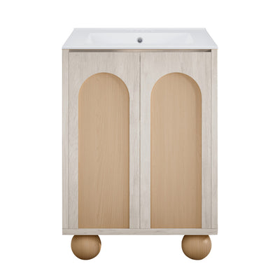 Plaisir II 24" Freestanding Bathroom Vanity in White Oak with 3-Hole Centerset Sink Top