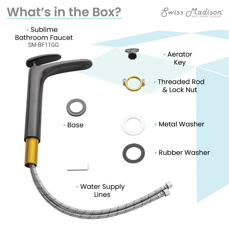 Sublime Single Hole, Single-Handle, High Arc Bathroom Faucet in Gunmetal Gray