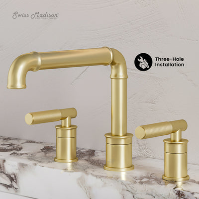 Avallon 8 in. Widespread, Sleek Handle, Bathroom Faucet in Brushed Gold