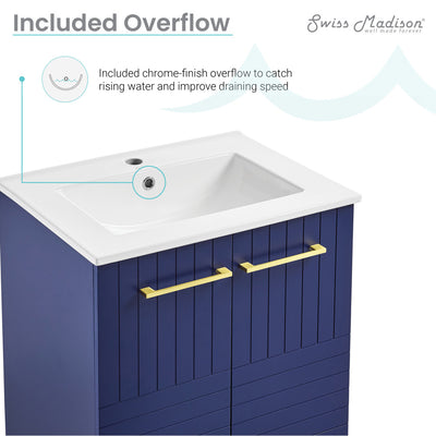 Annecy 24" Freestanding Bathroom Vanity in Granger Blue with Sink Top