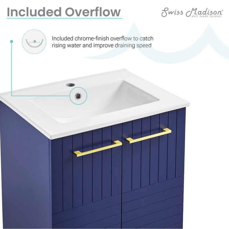 Annecy 24" Freestanding Bathroom Vanity in Granger Blue with Sink Top