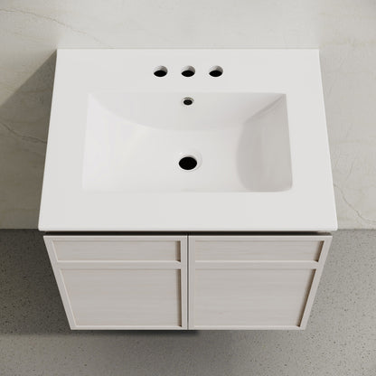 St. Tropez 24" Wall-Mounted Bathroom Vanity in White Oak with 3-Hole Centerset Sink Top