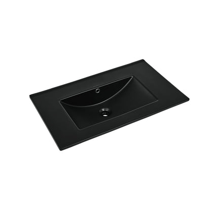 30" Zero Hole Vanity Sink Top in Glossy Black