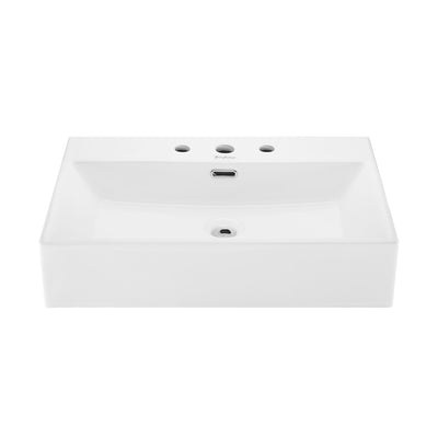 Claire 24" Rectangle Wall-Mount Bathroom Sink with 8" Widespread Holes