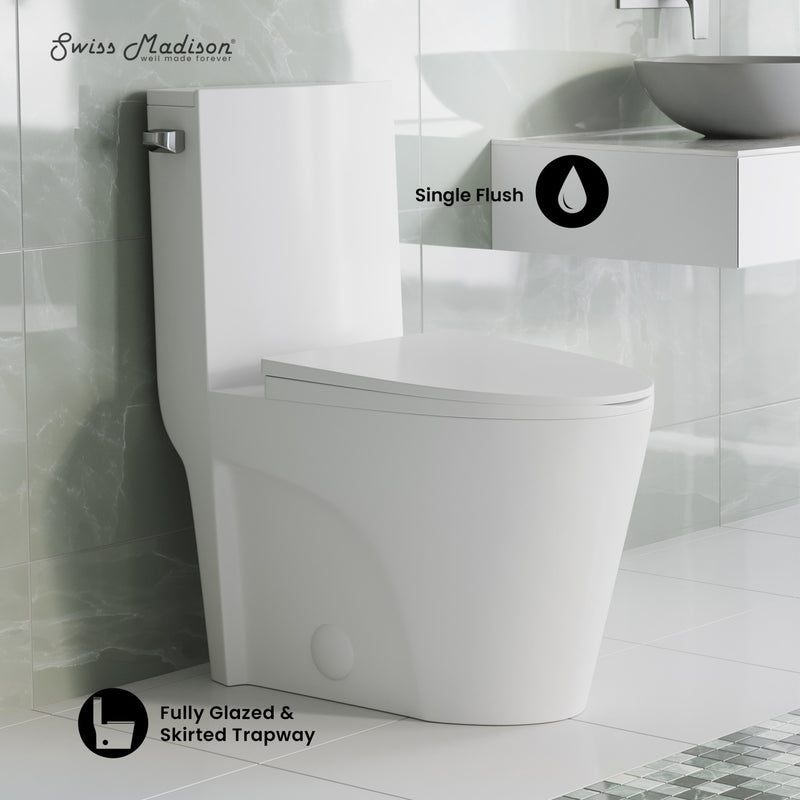 St. Tropez One-Piece Elongated Toilet Left Side Flush, 10" Rough-In 1.28 gpf