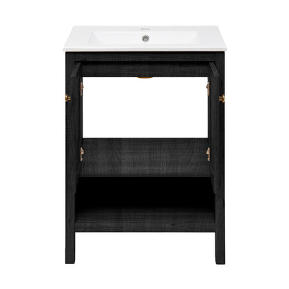Chateau 24" Freestanding Bathroom Vanity in Black Oak with Sink Top