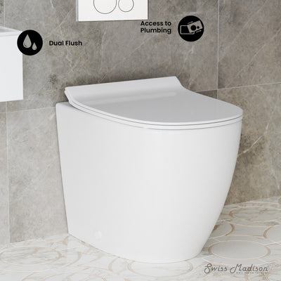 St. Tropez Back-to-Wall Toilet Bundle 0.8/1.6 GPF Dual Flush in Glossy White with White Flush Plate