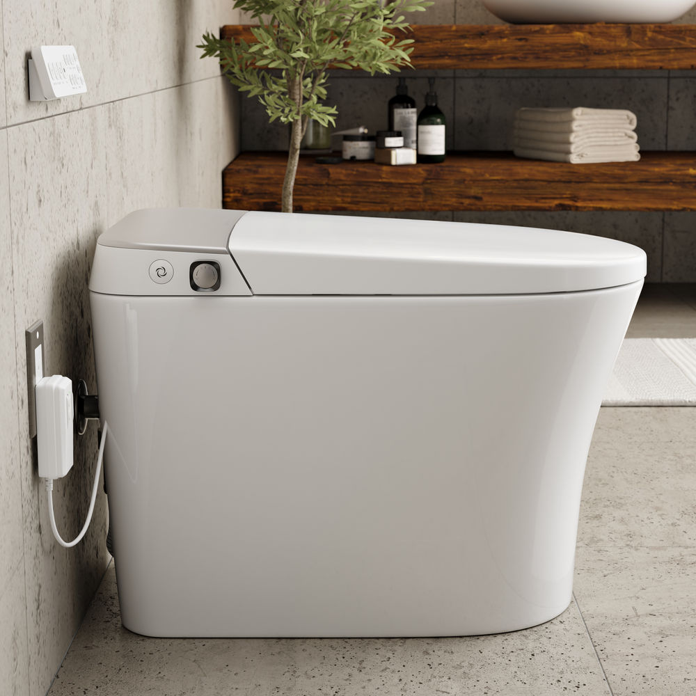 Hugo G Smart Toilet 12" Rough-in ADA Height in Glossy White with Integrated Tank, Auto Flush, Night Light
