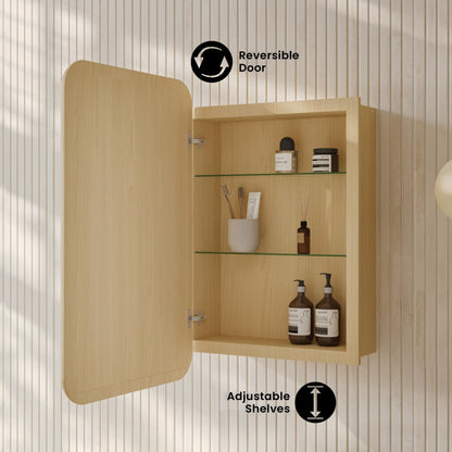 Plaisir 18 x 27 Recessed/Wall Mount Medicine Cabinet with Mirror in Natural Oak