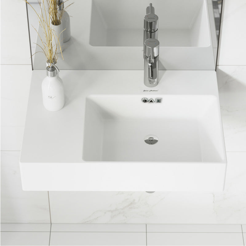 St. Tropez 24" Rectangle Wall-Mounted Sink with Right Side Faucet Mount