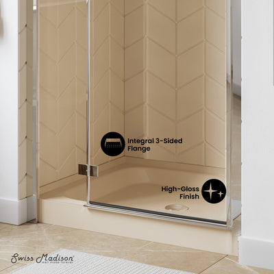 Voltaire 36" x 36" Single-Threshold, Center Drain, Shower Base in Biscuit