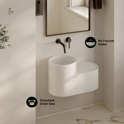Monaco 20" Solid Surface Oval Wall-Mounted Sink In Matte White