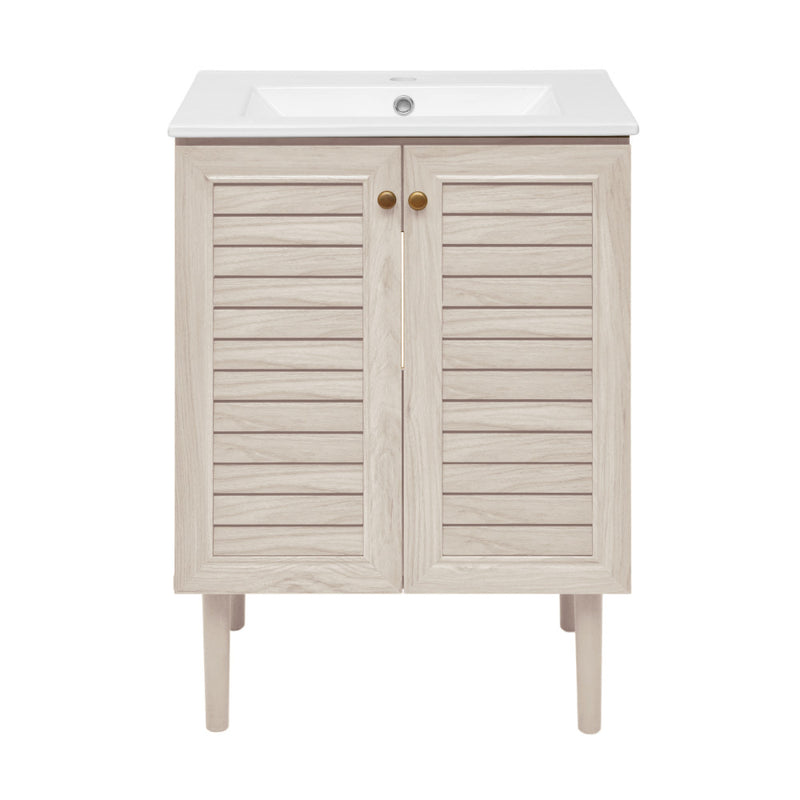 Bron 24" Freestanding Bathroom Vanity in White Oak with Sink Top