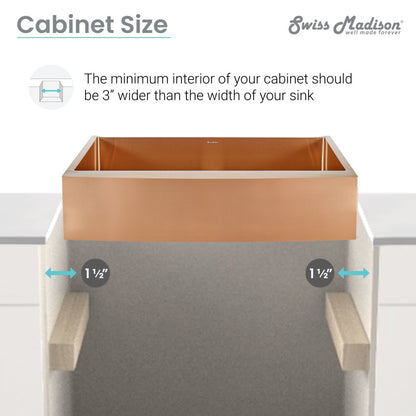 Rivage 33 x 21 Stainless Steel, Single Basin, Farmhouse Kitchen Sink with Apron in Rose Gold