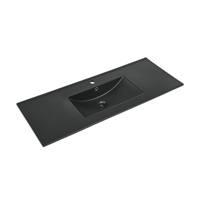 48" Ceramic Vanity Top with Single Faucet Hole in Matte Black