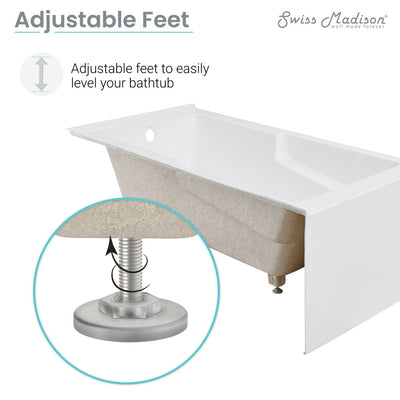 Voltaire 60 x 32 Right Hand Drain Drain Alcove Tub with Corner Apron