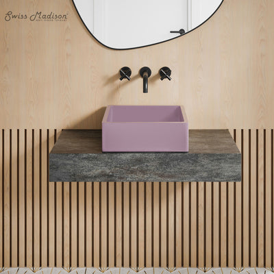 Lisse 15.5" Concrete Square Vessel Sink in Matte Lavender