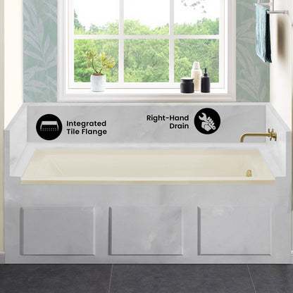 Voltaire 60" x 30" Right-Hand Drain Alcove Bathtub in Bisque