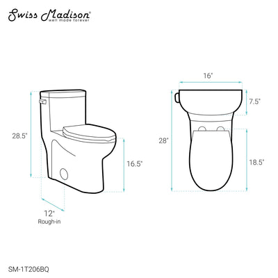 Sublime One-Piece Elongated Left Side Flush Handle Toilet in Bisque 1.28 gpf