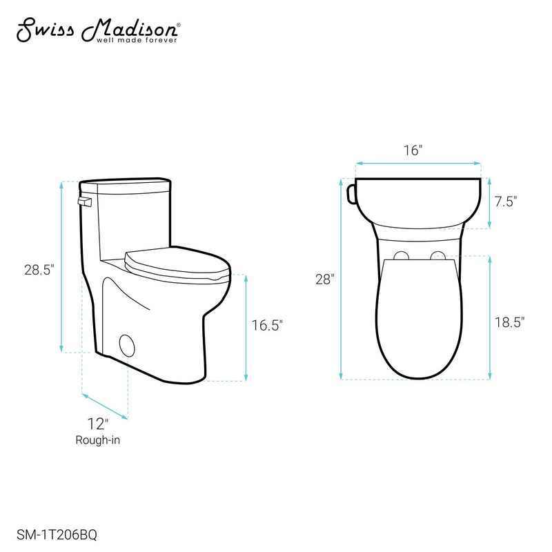 Sublime One-Piece Elongated Left Side Flush Handle Toilet in Bisque 1.28 gpf