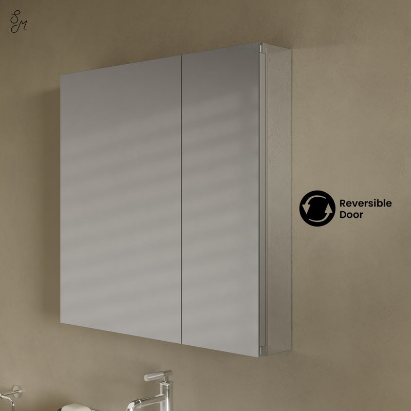 Cache 30 x 30 Rectangle Recessed/Wall Mount Medicine Cabinet with Mirrored Sides