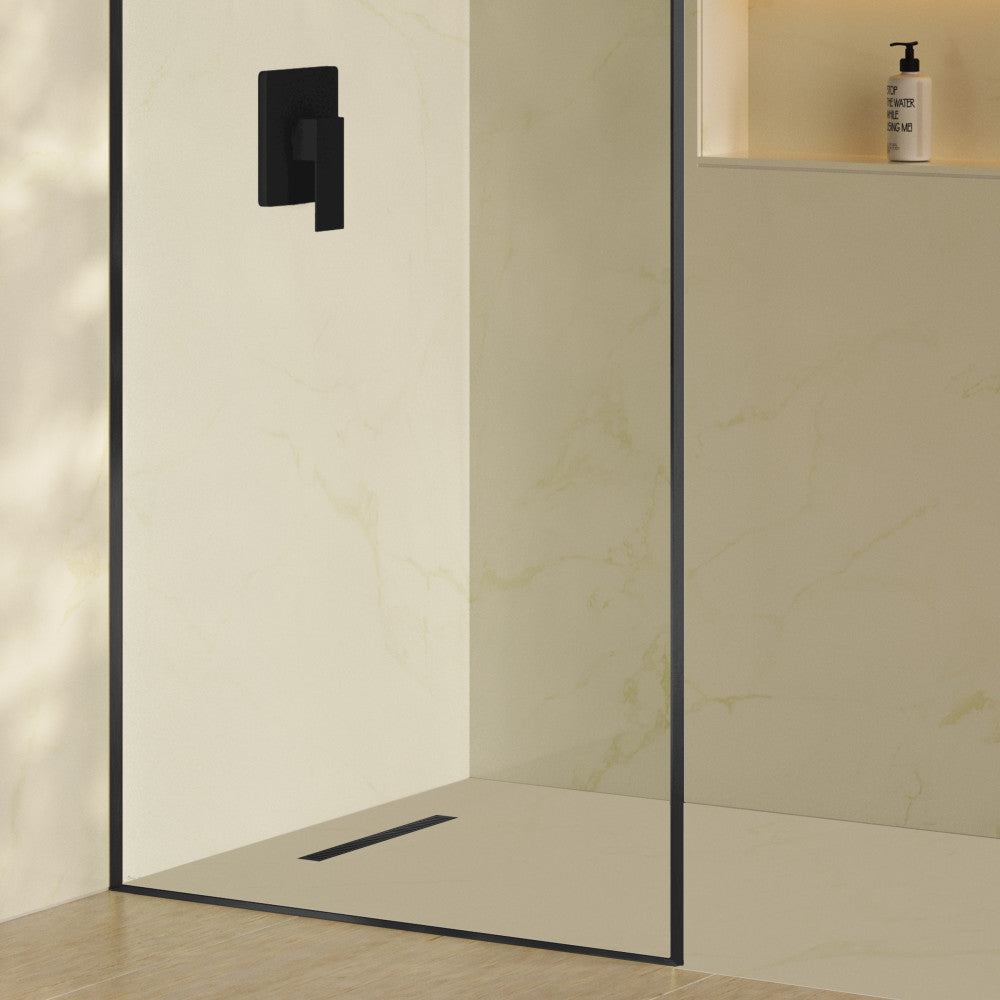 Voltaire 18" Stainless Steel Linear Shower Drain in Matte Black
