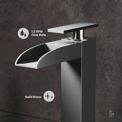 Concorde Single Hole, Single-Handle, High Arc Waterfall, Bathroom Faucet in Brushed Nickel