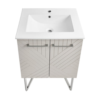 Annecy 24" Freestanding Bathroom Vanity in Greige with Sink Top