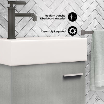 Colmer 18 Single, Brushed Grey, One Cabinet, Bathroom Vanity