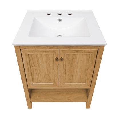 Chateau 24" Freestanding Bathroom Vanity in Golden Oak with 3-Hole Centerset Sink Top
