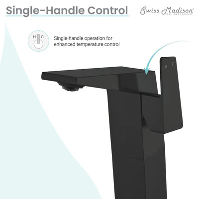 Carre Single Hole, Single-Handle, High Arc Bathroom Faucet in Matte Black