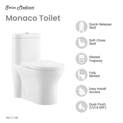 Monaco One-Piece Elongated Toilet Dual-Flush 1.1/1.6 gpf