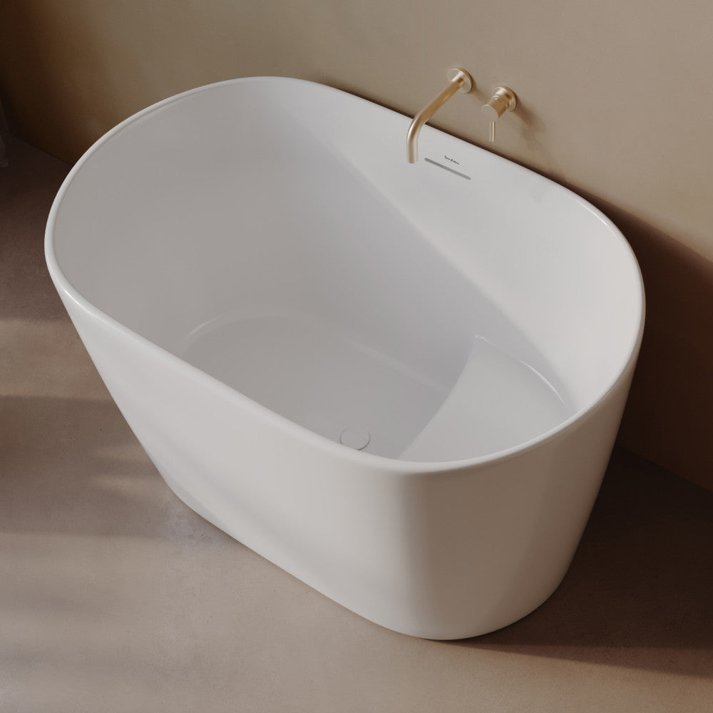 Claire 43" Japanese Soaking Freestanding Bathtub in Glossy White, Drain Included