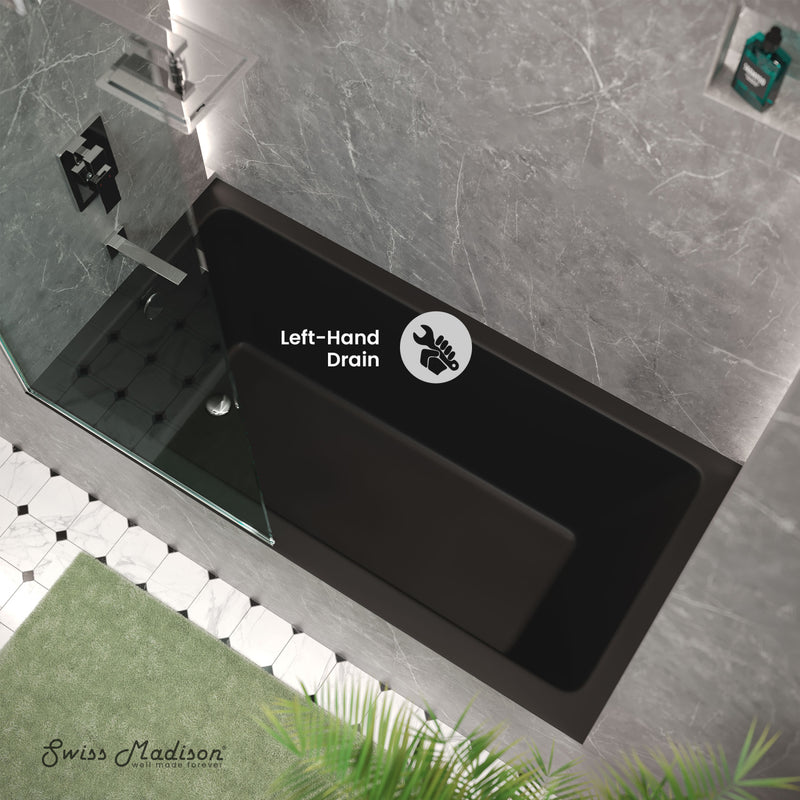 Voltaire 60" x 30" Left-Hand Drain Alcove Bathtub in Matte Black