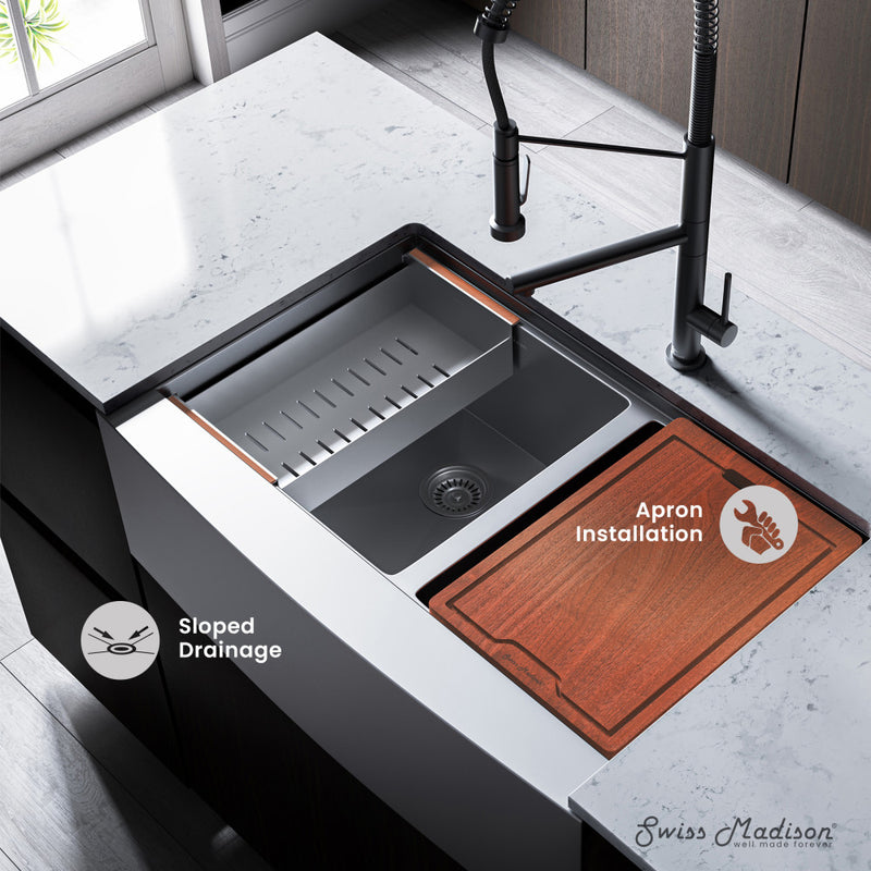 Rivage 33 x 22 Dual Basin Apron Kitchen Workstation Sink