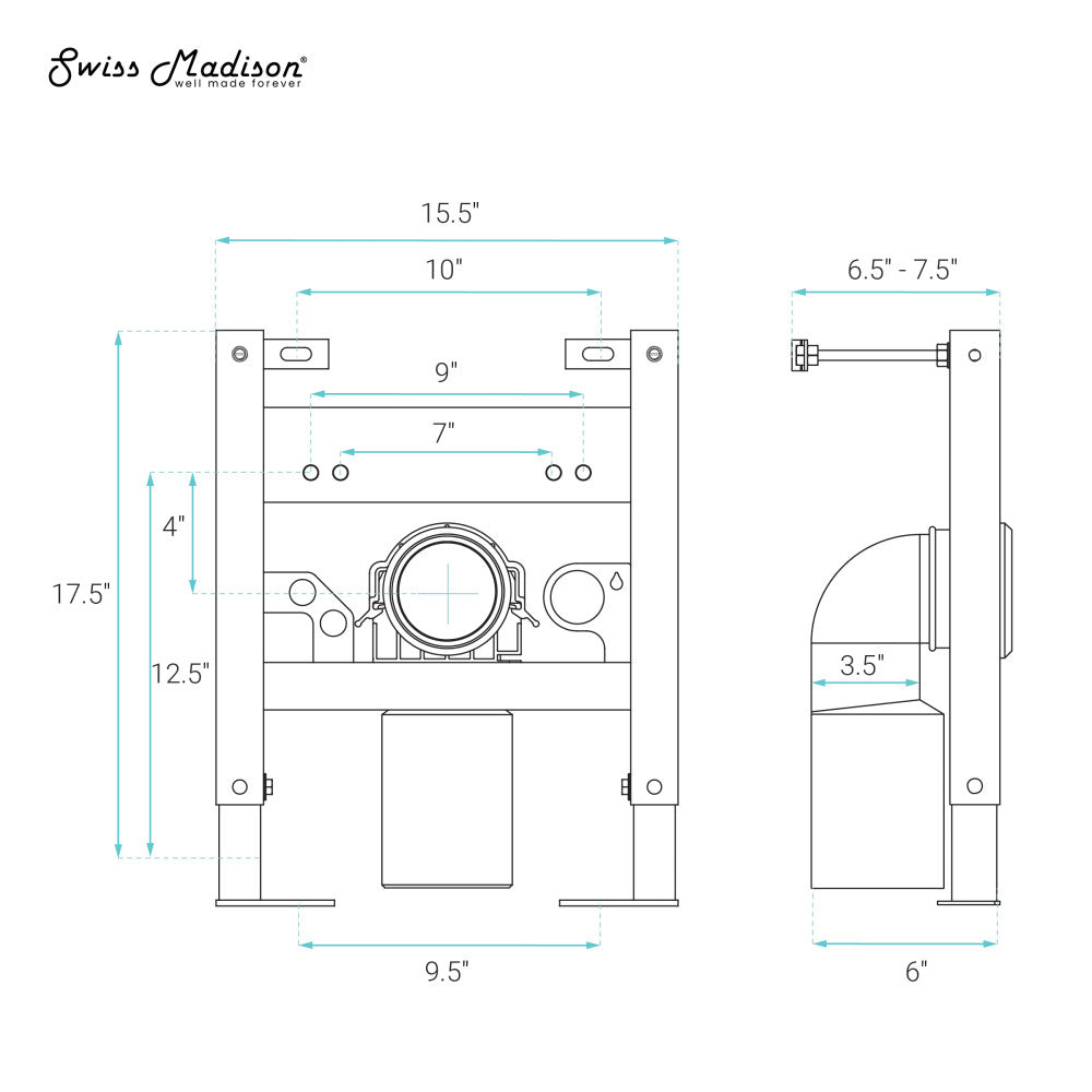 Hugo H Wall-Hung Toilet in Glossy White with Supporting Frame