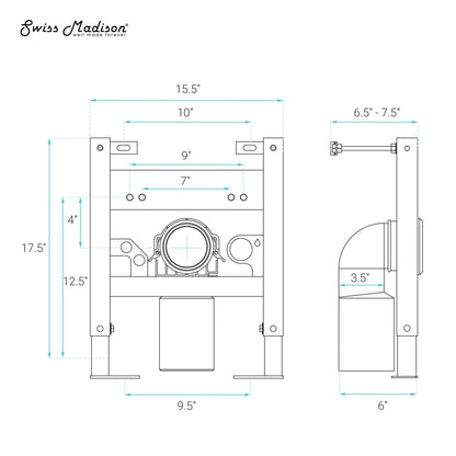 Hugo H Wall-Hung Toilet in Glossy White with Supporting Frame
